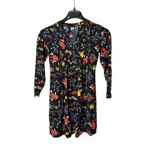 Old Navy Maternity Long Sleeve Tunic Top XS Tie Back V Neck Floral Multicolor